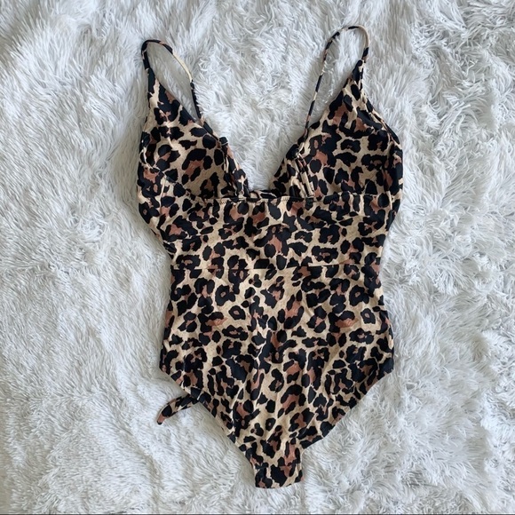 Nwot Animal Print Cut Out Monokini One Piece Bathing Suit High Waist - Picture 5 of 13